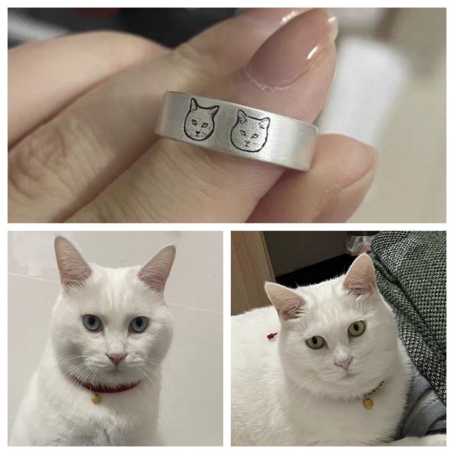 うちの子 オーダー うちの子 指輪 彫刻 プラスサイズのリング 愛犬