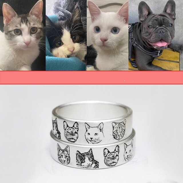 うちの子 オーダー うちの子 指輪 彫刻 プラスサイズのリング 愛犬