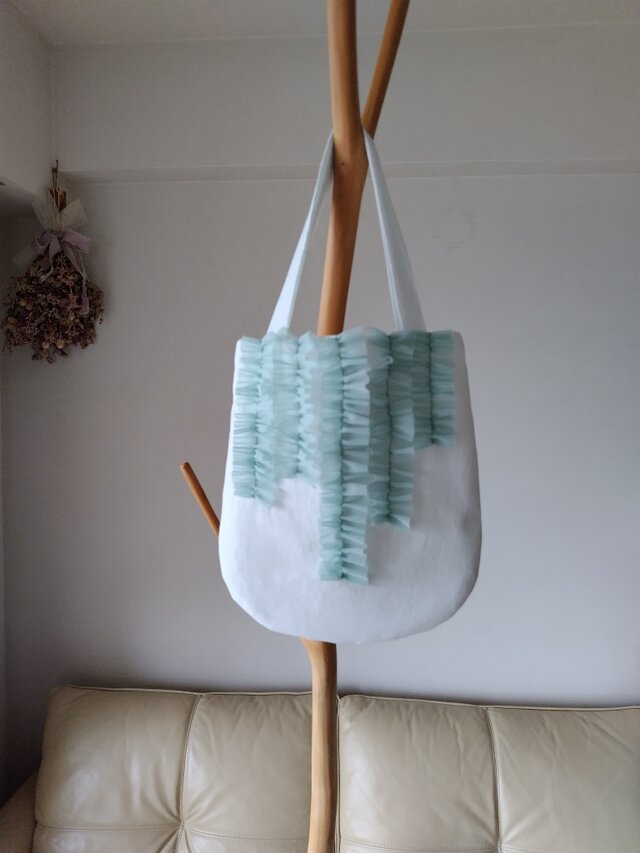 チュールの小さなおでかけバック＊ホワイトセージ＊