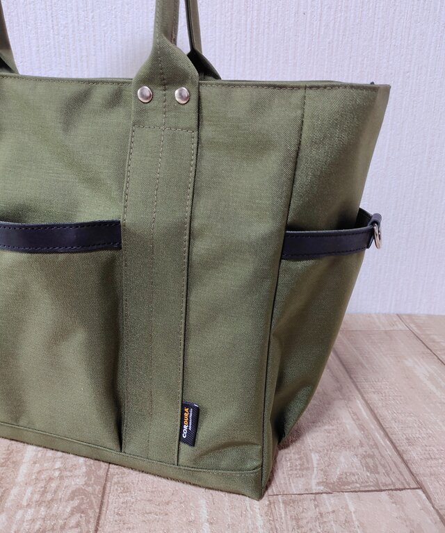 コーデュラナイロン×本革トートバッグL｜軽量＆撥水・13インチPC対応