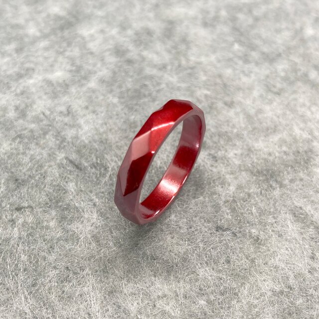 K19 Pt900 エメラルドカット赤色リング 緋銅】多面カットリング【ガラスコート仕様】 | iichi 日々の暮らしを