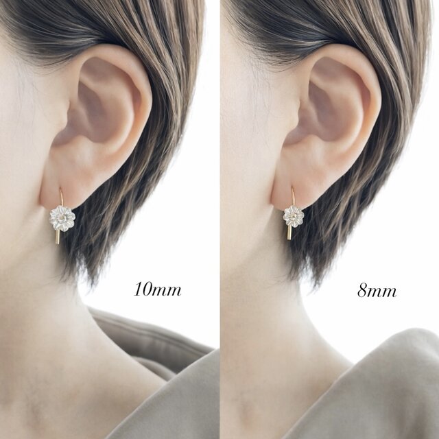 ★daisy★❤️ 14kgf ピアス デイジー 花ピアス 透明クリスタル フラワーピアス 14kgf（8mm / 10mm