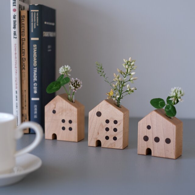 小さな一輪挿し(家型)　3個セット