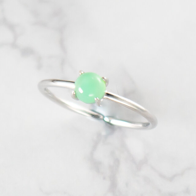 クリソプレーズのカボションひとつぶリング～SV925