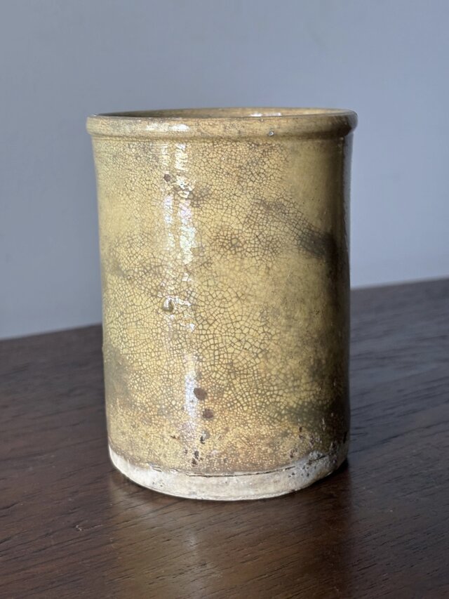 南仏 黄釉 ポット ファーマシーポット h11.2cm フランス アンティーク