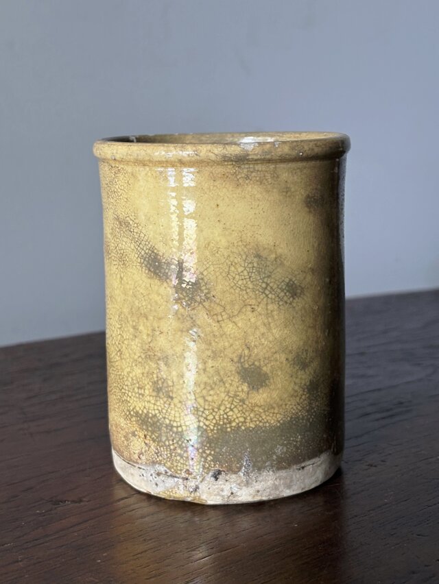 南仏 黄釉 ポット ファーマシーポット h11.2cm フランス アンティーク