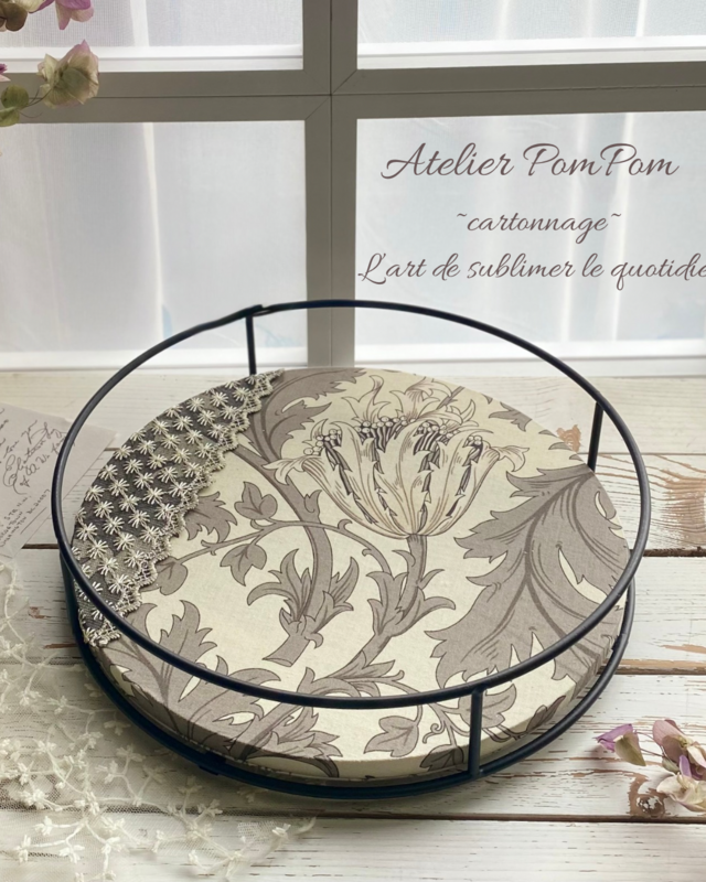 【Pom doux spécial】回転式アイアントレイ×カルトナージュ＊Anemone（white)