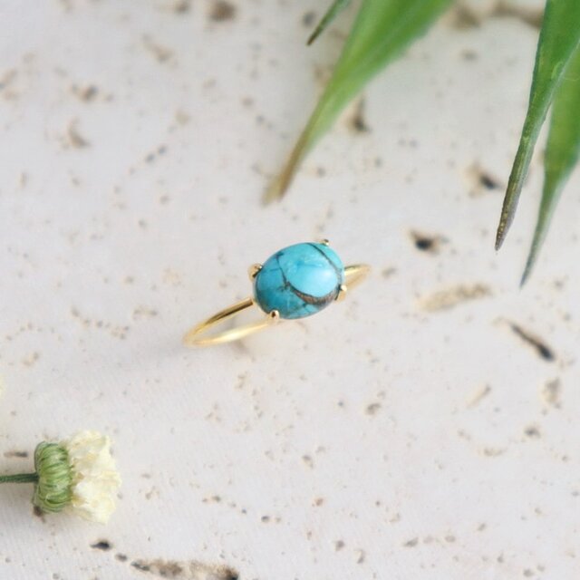 ＜天然石＞ ターコイズブルーリング