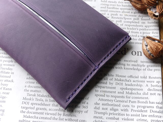 イタリア革のポケットティッシュケース／ラベンダー | iichi 日々の