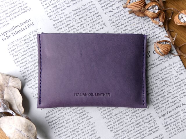 イタリア革のポケットティッシュケース／ラベンダー | iichi 日々の