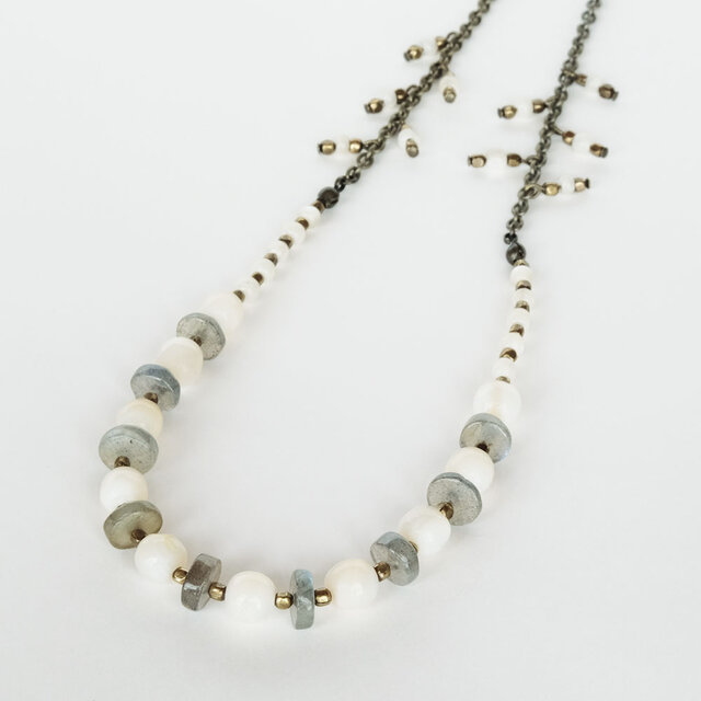 紅女　joncher　白蝶貝・ラブラドライトネックレス