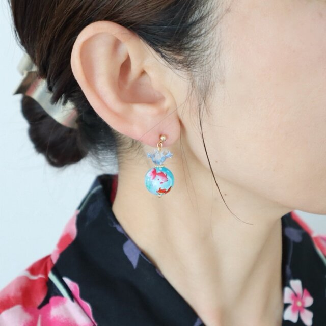 夏祭り・浴衣に＞ 金魚ピアス/イヤリング | iichi 日々の暮らしを