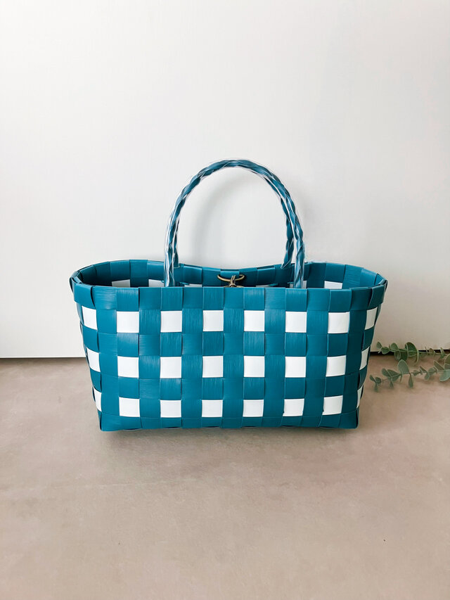 ブルーグリーン/ギンガムチェック(横長Sサイズ)