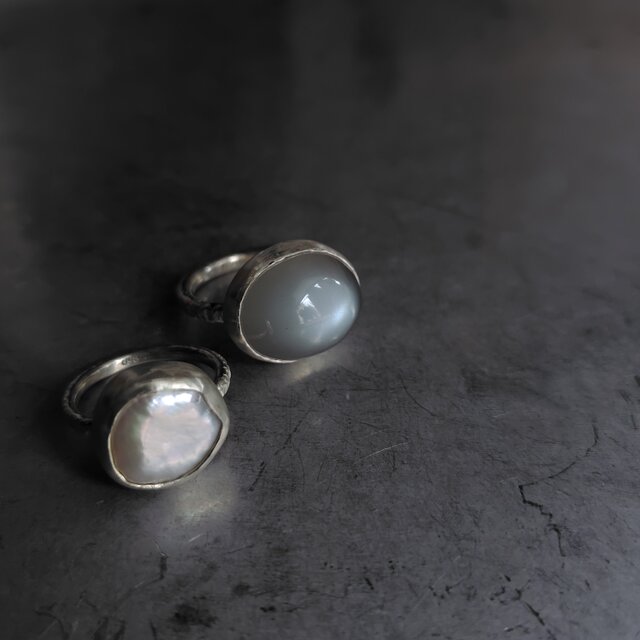 ムーンストーン　ハンドメイド　シルバーリング ブルームーンストーンリング シルバー950 サイズ13号〈送料無料