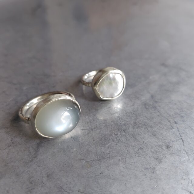 ムーンストーン　ハンドメイド　シルバーリング ブルームーンストーンリング シルバー950 サイズ13号〈送料無料