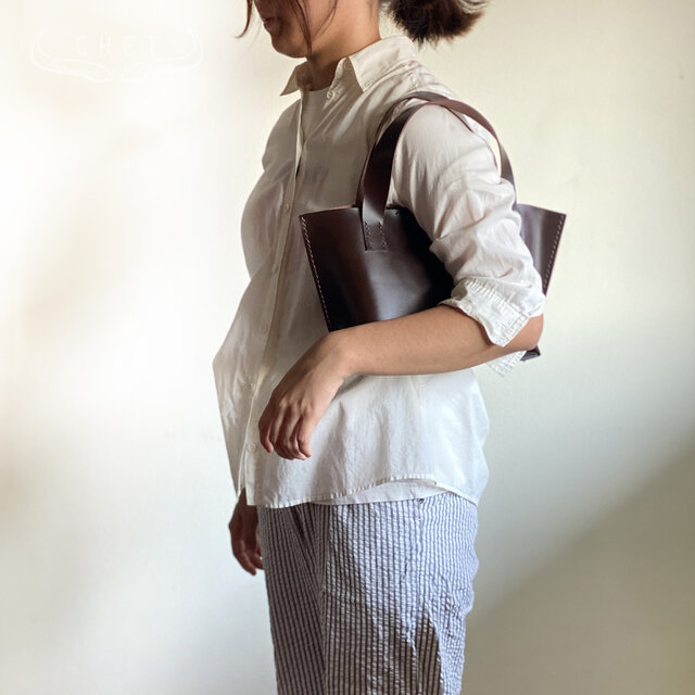 SALE!!】レザートートバッグ・ダークブラウン S | iichi 日々の