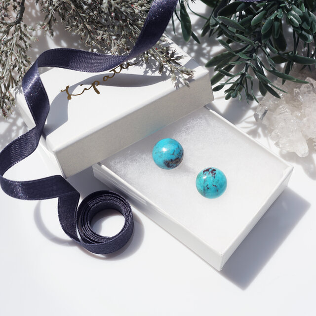 大粒☆中国湖北省産極上ターコイズのピアス・E可能・サージカル