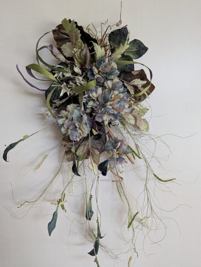 インテリアｽﾜｯｸﾞグリーンアジサイと小花たち Ｉ30