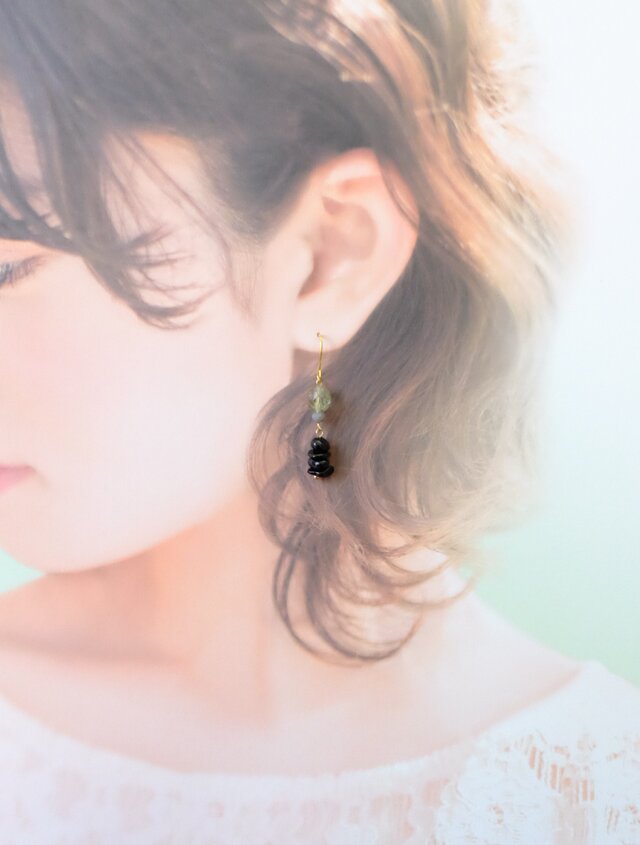 G57【天然石 ブラックトルマリン】くすみカラーと合わせてかっこいい