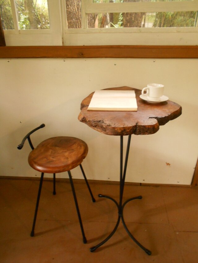 けやきアイアンカフェテーブルイスセット 06-11　