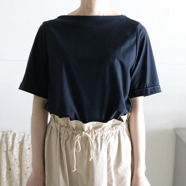 ボートネックTシャツ/ネイビー | iichi 日々の暮らしを心地よくする