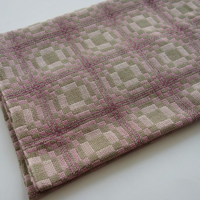 手織りコットンストール・・オールドローズ