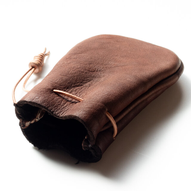 鹿革巾着ポーチ 鹿革 巾着ポーチ ミニポーチ 革 本革 レザー ディアスキン 小物