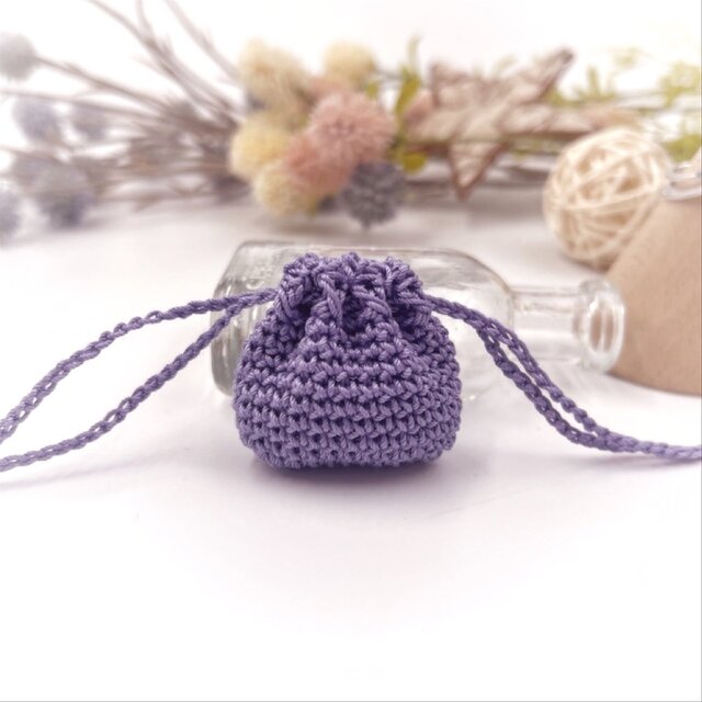 アクセサリー用ミニ巾着くすみカラーS/パープル