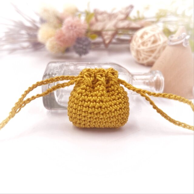アクセサリー用ミニ巾着くすみカラーS/イエロー