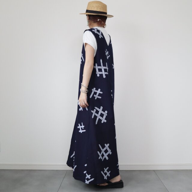浴衣リメイク　着物リメイク　ジャンパースカート　ロングチュニック 着物リメイク】ロングワンピース ジャンパースカート チュニック