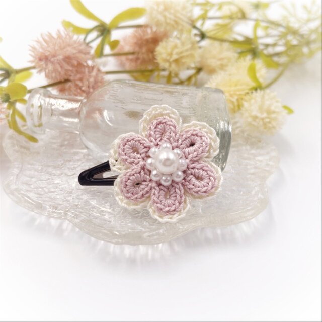 Hana/レースのお花のスリーピン/パープル