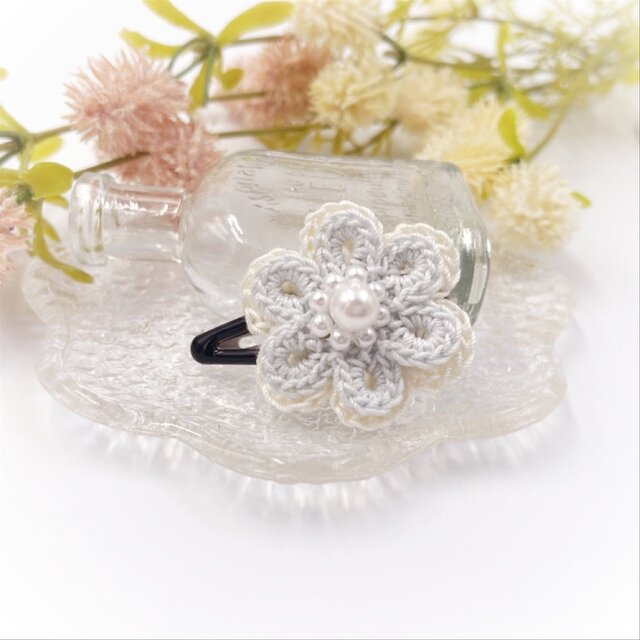 Hana/レースのお花のスリーピン/アクア