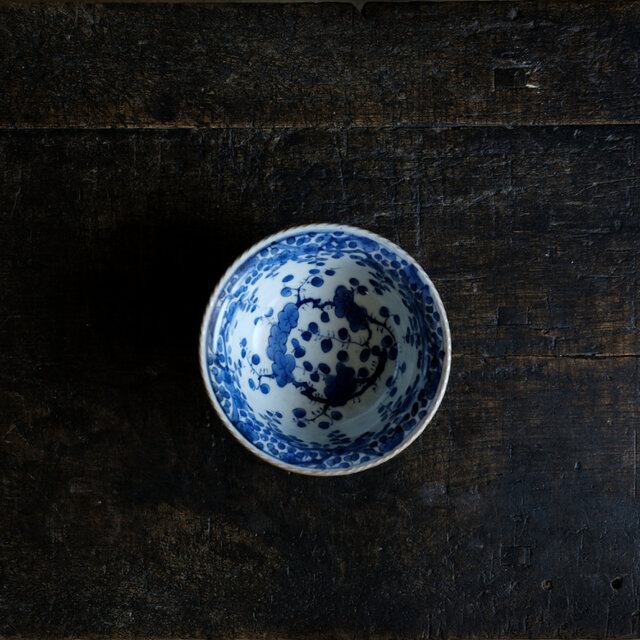 素敵な形状◆梅尽くし　伊万里　花文染付金彩深鉢　碗　骨董・antiques 器　暮らしに　江戸後期　小