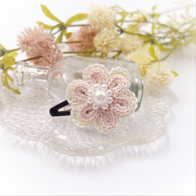 Hana/レースのお花のスリーピン/ピンク