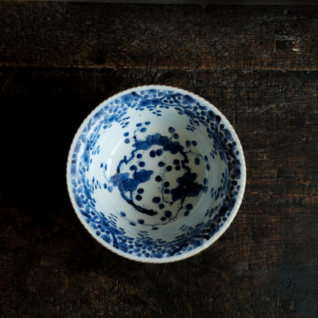 素敵な形状◆梅尽くし　伊万里　花文染付金彩深鉢　碗　骨董・antiques 器　暮らしに　江戸後期 大