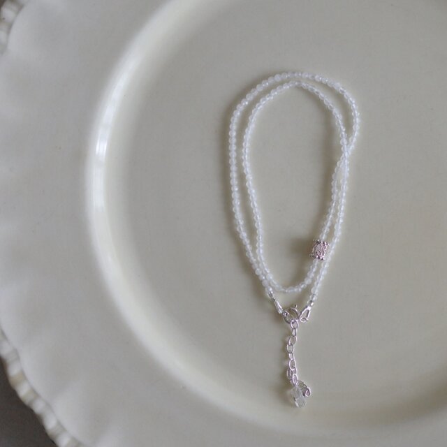 シルバービーズとホワイトラブラドライトのネックレス（silver925