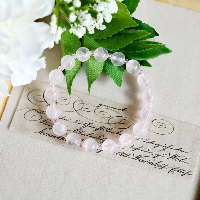 薄ピンク ローズクォーツのブレスレット1本