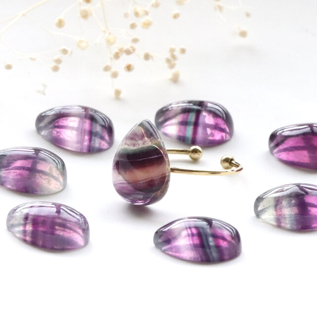 選べる一点もの◆ ストライプ パープルフローライトの天然石リング　フリーサイズ　フリーリング　--Stripe--