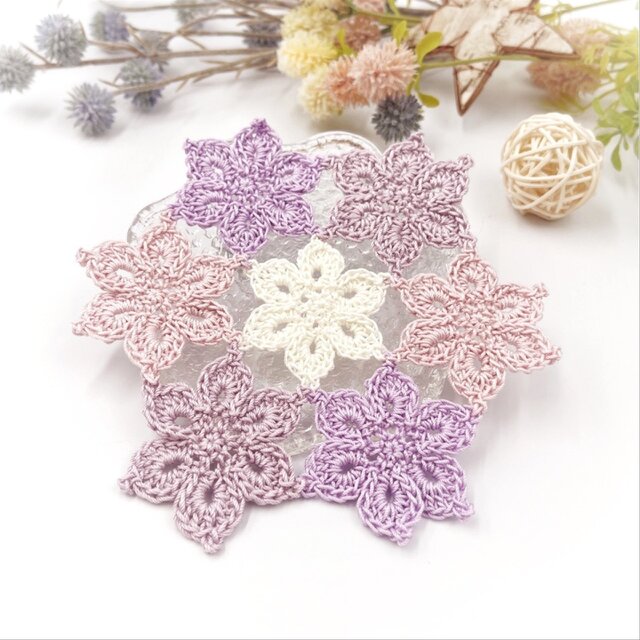 Hana/お花つなぎドイリー/033/パープル