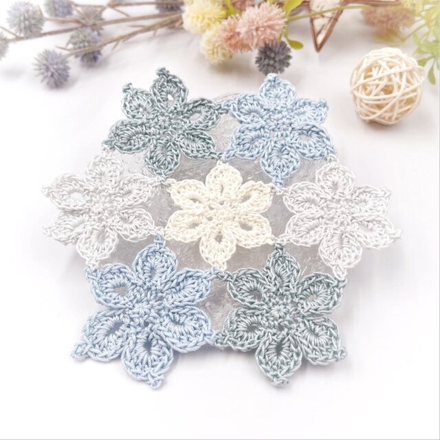 Hana/お花つなぎドイリー/033アクア