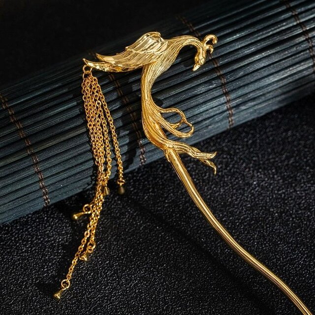 鳳凰モチーフのかんざし - 羽ばたく姿は希望と新たな始まりを示す K168