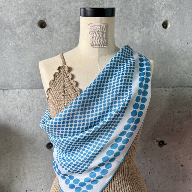 SC9-ヴィンテージスカーフ Italy Polka Dot Art Blue White