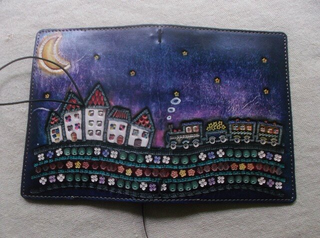 パスポートサイズトラベラーズノートカバー 牛革、刻印＆拭き