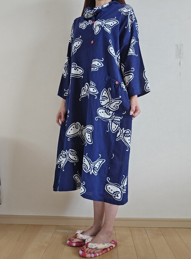 新品未使用浴衣リメイクワンピース藤の花蝶々 浴衣リメイクワンピース】蝶々 – こっとんコットン