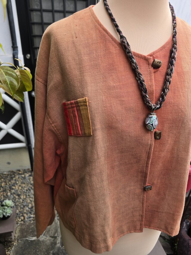 着物リメイク 手作り 紅花染め アップリケ ジャケット | iichi 日々の