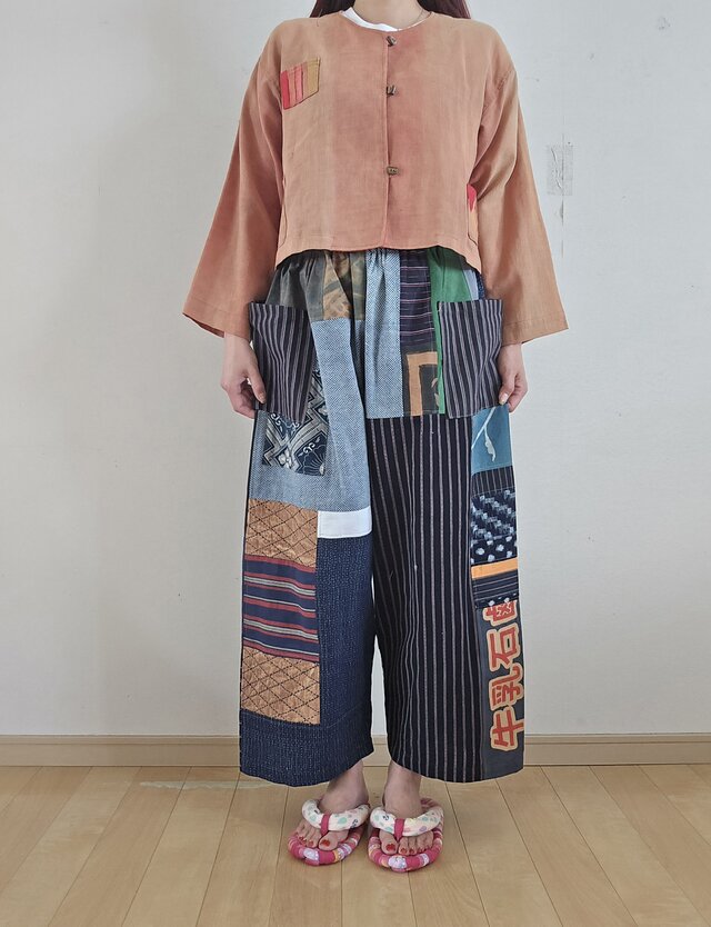 着物リメイク 手作り 紅花染め アップリケ ジャケット | iichi 日々の