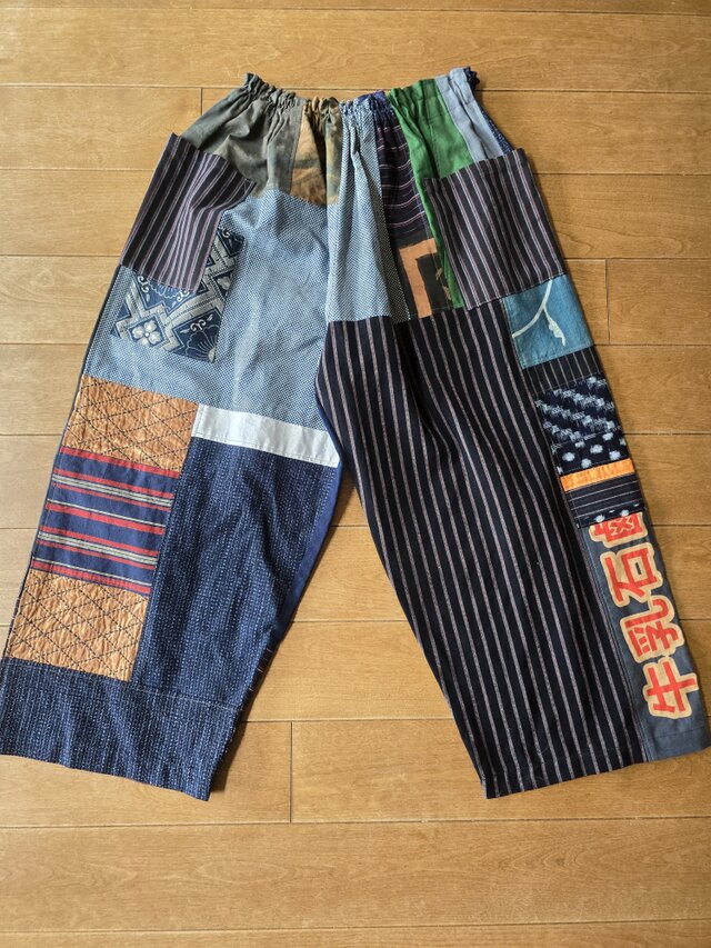 着物リメイク 手作り かすり パッチワーク パンツ | iichi 日々の