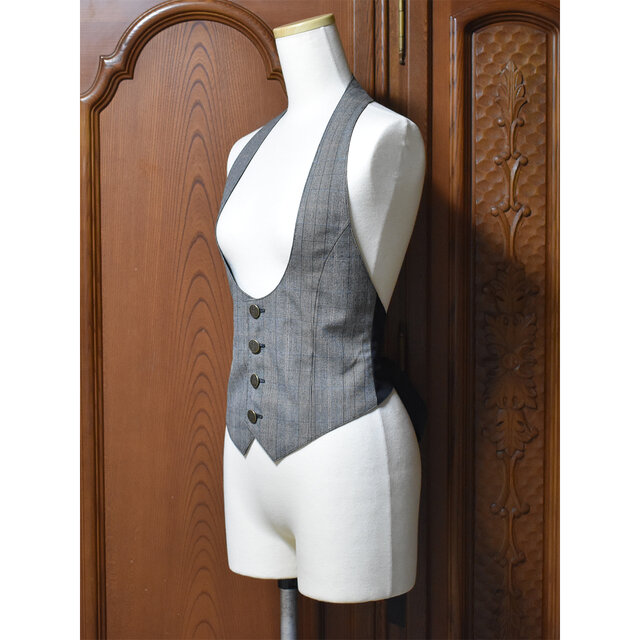 バックリボンカマーベスト（チェック）