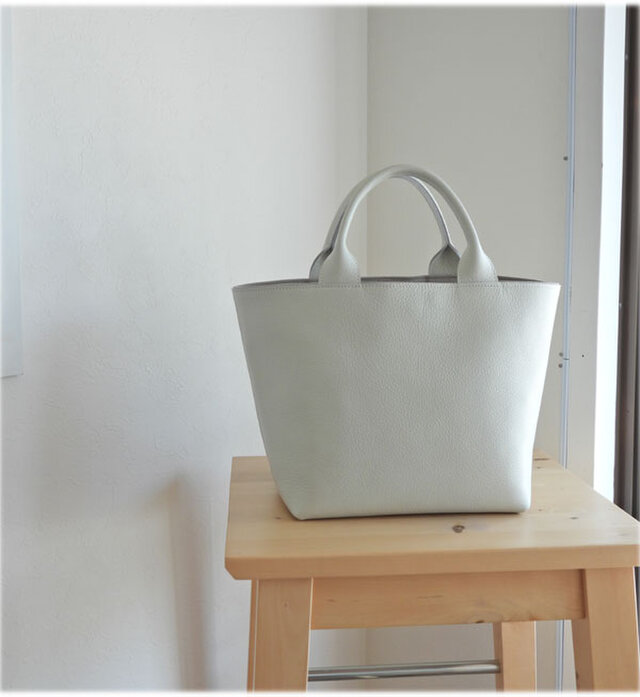 レザーミニトート　レザーハンドル　ホワイト　