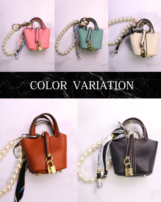 ブラウン系 ハンドバッグ チャーム付き チェーンチャーム付 フェイクレザー ショルダーBAG[品番